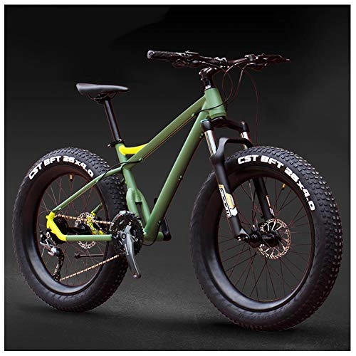 Fat Tyre Bike : QMMD 26-Inch Mountain Bikes, Adult All Terrain Mountain Bike, 27-Speed Fat Tire Mountain Trail Bike, Aluminum Frame Anti-Slip Bikes, Mens / Women Hardtail Mountain Bike, A green Spokes, 27 speed