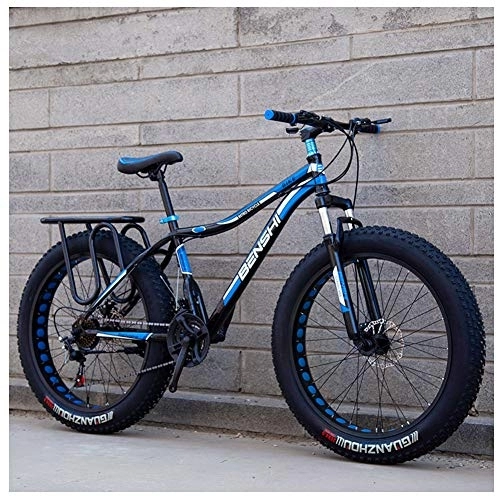 Fat Tyre Bike : QMMD Adult Mountain Bikes, 26-Inch Fat Tire Mountain Trail Bike, 7-21-24-27-Speed Hardtail Mountain Bike, High-carbon Steel, Womens / Mens All Terrain Mountain Bikem, B Spokes, 27 speed