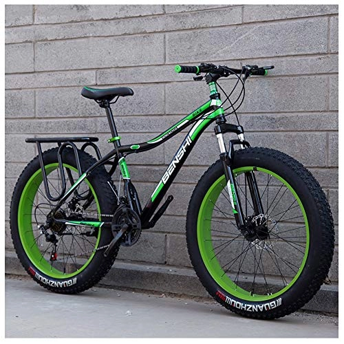 Fat Tyre Bike : QMMD Adult Mountain Bikes, 26-Inch Fat Tire Mountain Trail Bike, 7-21-24-27-Speed Hardtail Mountain Bike, High-carbon Steel, Womens / Mens All Terrain Mountain Bikem, H Spokes, 27 speed
