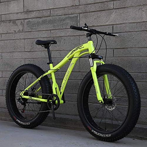 Fat Tyre Bike : QZ 24 Inch Fat Tire Mountain Bike Adult, Beach Snow Bike, Double Disc Brake Cruiser Bikes, Mountain Bike Mens 4.0 Wide Wheels (Color : Green, Size : 24 speed)