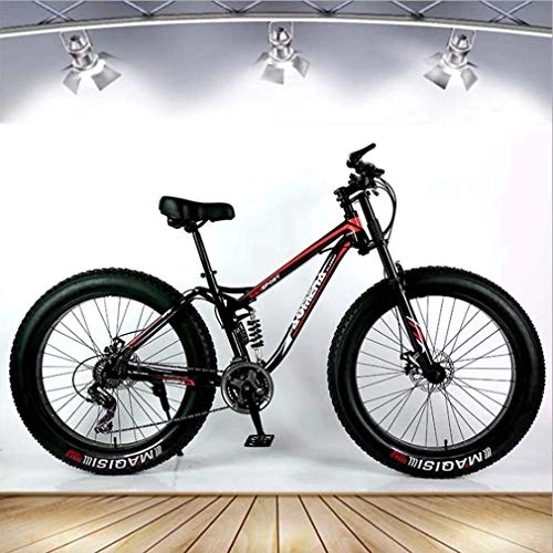 Fat Tyre Bike : QZ Adult Fat Tire Mountain Bike, Snow Bike, Double Disc Brake Cruiser Bikes, Beach Bicycle 26 Inch Wheels, Colour:C (Color : A)
