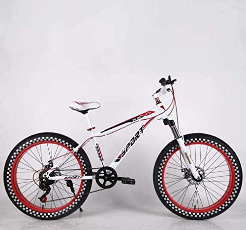 Fat Tyre Bike : QZ Mens Adult Fat Tire Mountain Bike, Double Disc Brake Beach Snow Bikes, Road Race Cruiser Bicycle, 24 Inch Wheels (Color : B, Size : 21 speed)