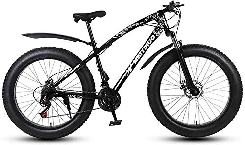Fat Tyre Bike : QZ Mens Adult Fat Tire Mountain Bike, Variable Speed Snow Bikes, Double Disc Brake Beach Bicycle, 26 Inch Wheels Cruiser Bicycles (Color : Black, Size : 21 speed)