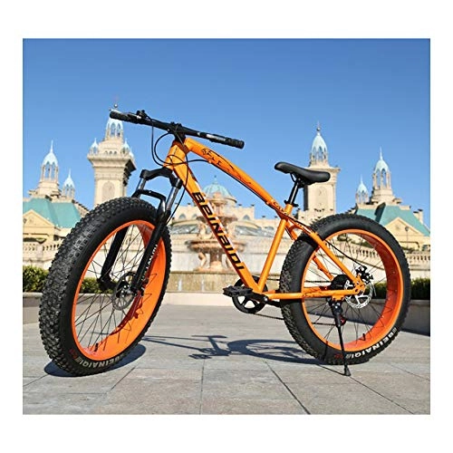 Fat Tyre Bike : RHSMW Snowmobile, Widen Big Tire Variable Speed Fat Tire Car Damping Mountain Bike Adjustable Seat of Bicycles Help To Ride Better, C, 21 speed