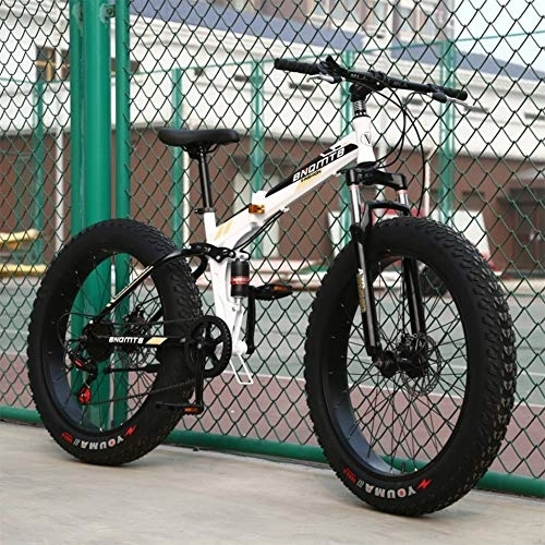 Fat Tyre Bike : RNNTK Men Folding Bike Ultra-light Fat Bike, Comfortable Outdoor Cycling Folded Dual Suspension Mountain Bike, City Outroad Racing Cycling A Variety Of Colors A -7 Speed -24 Inches