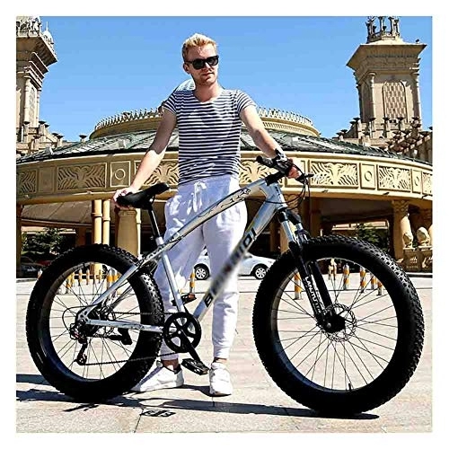 Fat Tyre Bike : Road Bikes Bicycle Mountain Bike MTB Adult Beach Snowmobile Bicycles For Men And Women 24IN Wheels Adjustable Speed Double Disc Brake Off-road Bike (Color : Gray, Size : 24 speed)