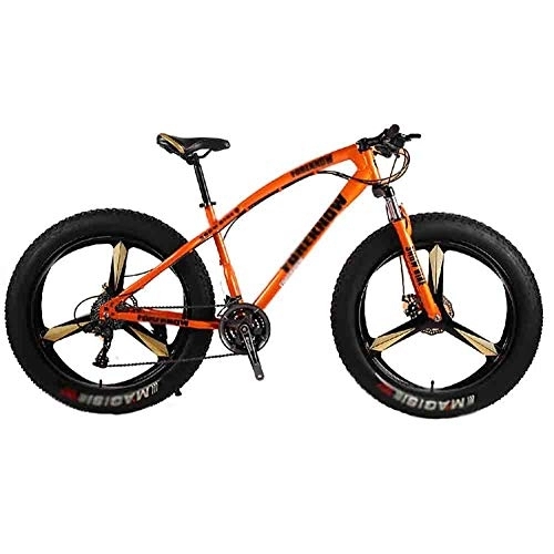 Fat Tyre Bike : Road Bikes Bicycle MTB Adult Beach Bike Snowmobile Bicycles Mountain Bikes For Men And Women 26IN Wheels Adjustable Speed Double Disc Brake Off-road Bike (Color : Orange, Size : 24 speed)