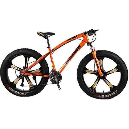 Fat Tyre Bike : Road Bikes Bicycle MTB Adult Big Tire Beach Snowmobile Bicycles Mountain Bike For Men And Women 26IN Wheels Adjustable Speed Double Disc Brake Off-road Bike (Color : Orange, Size : 24 speed)