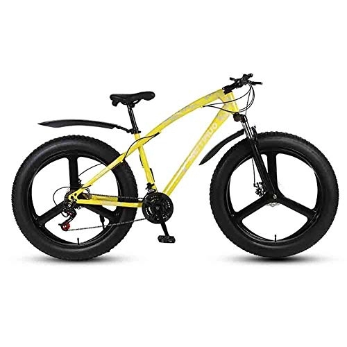 Fat Tyre Bike : Road Bikes Bicycle MTB Adult Mountain Bikes Beach Bike Snowmobile Bicycles For Men And Women 26IN Wheels Double Disc Brake Off-road Bike (Color : Yellow, Size : 24 speed)