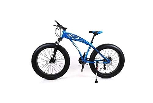 Fat Tyre Bike : SEESEE.U Mountain Bike Mens Mountain Bike 7 / 21 / 24 / 27 Speeds, 26 inch Fat Tire Road Bicycle Snow Bike Pedals with Disc Brakes and Suspension Fork, Blue, 7 Speed