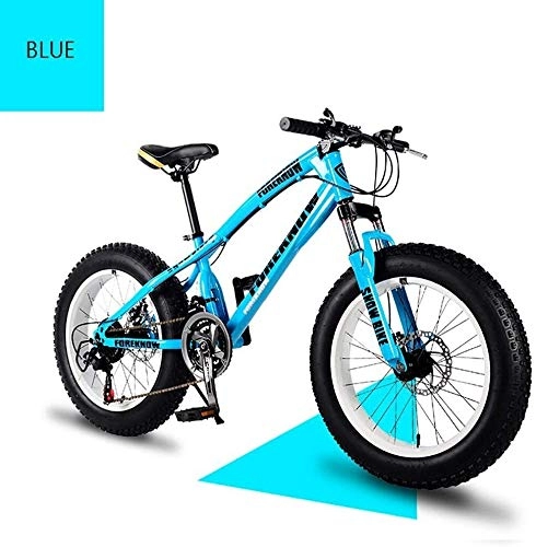 Fat Tyre Bike : Senior Rider- High Grade Style 'Snow Bike Cycle Fat Tyre, 26 / 24 Inch Double Disc Brake Mountain Snow Beach Fat Tire Variable Speed Bicycle, Blue, 26", Free Wall-mounted Hook 2 PCS