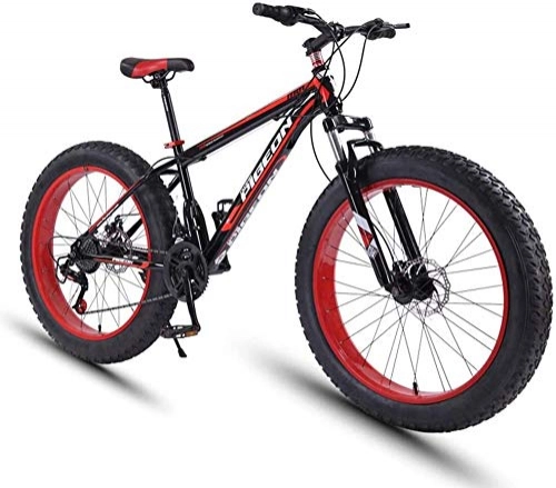 Fat Tyre Bike : Smisoeq 24-speed mountain bike, 27.5 inches fat tire mountain off-road vehicles, high-carbon steel frame, men and ladies all-terrain mountain bike, with double disc