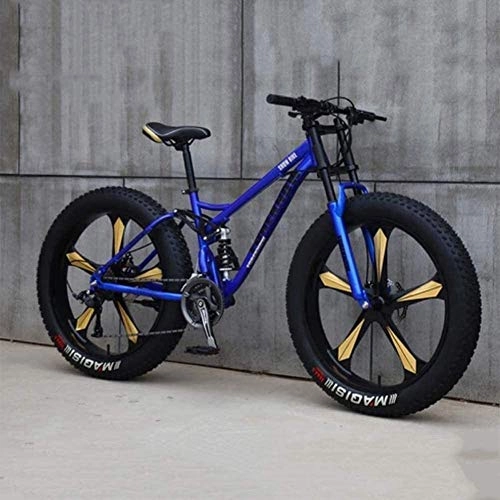 Fat Tyre Bike : Smisoeq Mountain bikes 26 inches 7 / 21 / 24 / 27 speed bike, male student Ms. speed bike, men's fat tire mountain bike (Color : Blue, Size : 24 Speed)