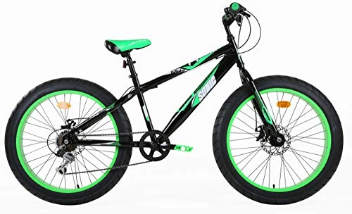 Fat Tyre Bike : Sonic Unisex-Youth Fatbike 24 D Bicycle, Black / Green