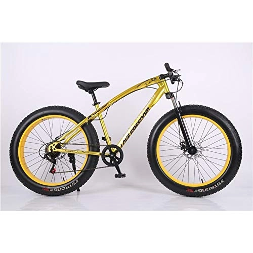 Fat Tyre Bike : Sucastle 26 Inch Road Mountain Bike Bikes Bicycle For Teens Of Adults Men And Women High Carbon Steel Frame Double Disc Brake Fat Tire Yellow (Size : 21speed)