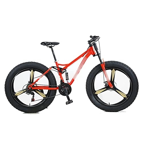 Fat Tyre Bike : TABKER Bike Mountain Bike Gravel Bike Bicycles Student Variable Speed Beach Snowmobile Wide Tires Fat Tires (Color : Red)