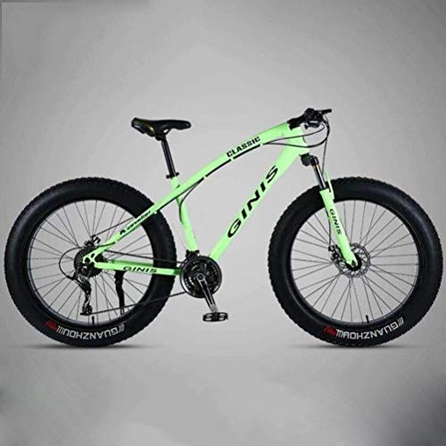 Fat Tyre Bike : Tbagem-Yjr 26 Inch High-carbon Steel Mountain Bicycle - Hardtail Mountain Bikes For Adults (Color : Green, Size : 27 speed)
