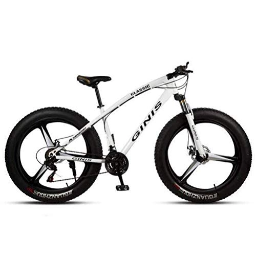 Fat Tyre Bike : Tbagem-Yjr Absorption Mountain Bicycle - Dual Suspension Mountain Bikes Sports Leisure mens MTB (Color : White, Size : 30 speed)