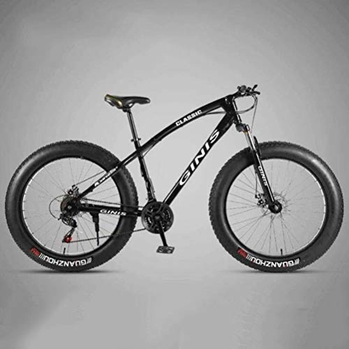 Fat Tyre Bike : Tbagem-Yjr Hardtail Mountain Bikes - 26 Inch High-carbon Steel Dual Disc Brakes Sports Leisure City Road Bicycle (Color : Black, Size : 24 speed)