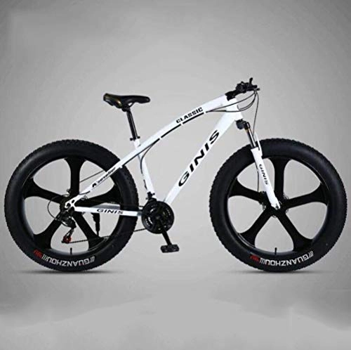 Fat Tyre Bike : Tbagem-Yjr Men And Women Riding Damping Mountain Bike, City Road Bicycle Mens MTB For Adults (Color : White, Size : 24 speed)