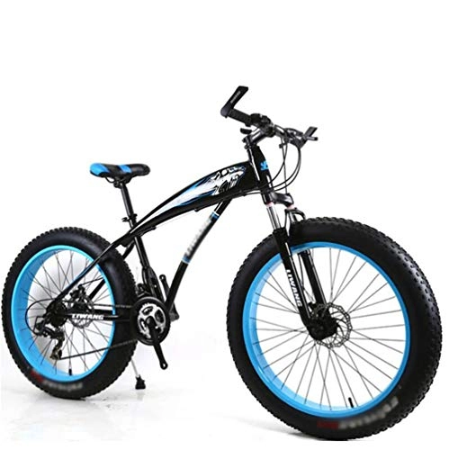 Fat Tyre Bike : Tbagem-Yjr Mountain Road Bicycle Cycling, Aluminum Alloy 24 Inch Shock Absorption Bike Sports Unisex (Color : Black blue, Size : 21 Speed)