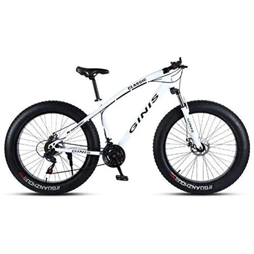 Fat Tyre Bike : Tbagem-Yjr Ultra-wide Tire Mountain Bike - White Commuter City Hardtail Bicycle For Adults (Size : 21 speed)