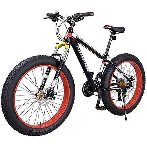 Fat Tyre Bike : TIANQIZ Speed ​​mountain Bike 26 * 4.0 Inches Fat Tire Adult Bike Suspension Fork With All-terrain Trail Bike / Dual Disc Brakes Aluminum Frame MTB Bike Snow Bike (Color : Black)