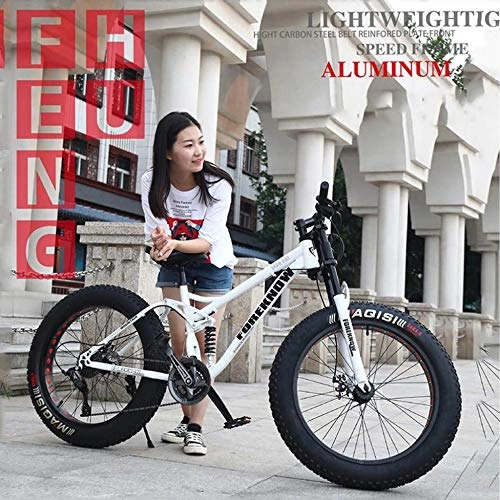 Fat Tyre Bike : TRGCJGH Mountain Bikes, 26 Inches Hardtail Mountain Bicycle Dual Disc Brake Bicycle Foldable High Carbon Steel And Aluminum Alloy Frame, White-24speed