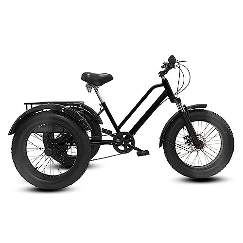 Fat Tyre Bike : Tricycle for Adult with Large Basket, 20''x4'' Fat Tire Adults Tricycle, 7 Speed, Carbon Steel Frame, Men Women Sport Exercise Mountain Trike, Cruiser 3 Wheel Bike for Women / Men / Seniors