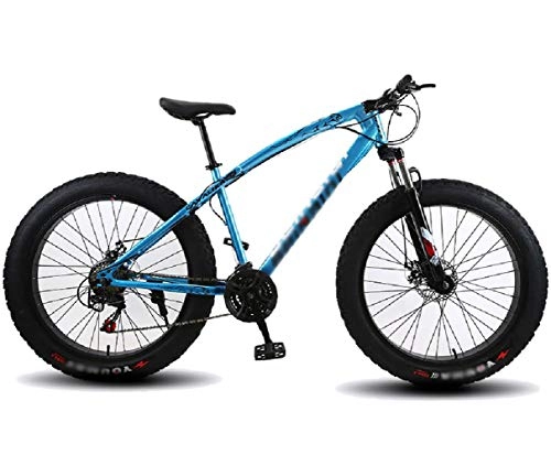 Fat Tyre Bike : TSTZJ 26inch Fat Tire Bike 7 Speeds Beach Mountain Variable Speed Bike Shock Absorption Snowmobile 4.0 Widened Big Tire Off-Road Bicycle, blue- 26 inches 24 speeds