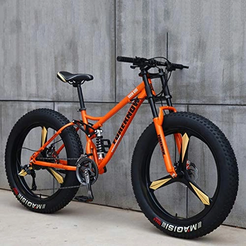 Fat Tyre Bike : TXX 4.0 21 / 24 / 27 26 Inches Fat Bicycle Speed, Off-Road Racing Snow Bike, The Damper Shift Fork Type High School Student MTB SUV / Orange / 27 Speed