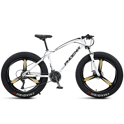Fat Tyre Bike : Ultra light 26-inch Mountain Bike, 21 Speed Mountain Bicycle With High Carbon Steel Frame and Double Disc Brake, Front Suspension Shock-Absorbing Men and Women's Outdoor Cycling Road Bike