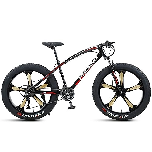 Fat Tyre Bike : Ultra light 26 Inch Mountain Bikes, 21 / 24 / 27 / 30 Speed Bicycle, Adult Fat Tire Mountain Trail Bike, High-carbon Steel Frame Dual Full Suspension Dual Disc Brake 4.0 Inch Thick Wheel