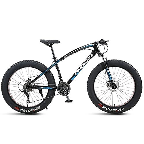 Fat Tyre Bike : Ultra light 4.0 Inch Thick Wheel Mountain Bikes, Adult Fat Tire Mountain Trail Bike, 21 / 24 / 27 / 30 Speed Bicycle, High-carbon Steel Frame, Full Suspension Dual Disc Brake Bicycle for Men Women