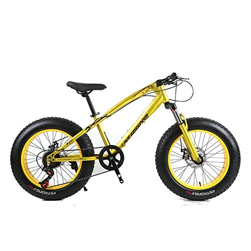Fat Tyre Bike : Unisex Hardtail Mountain Bike 7 / 21 / 24 / 27 Speeds 26 inch Fat Tire Road Bicycle Snow Bike / Beach Bike With Disc Brakes and Suspension Fork, Gold, 27Speed