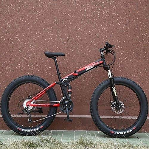 Fat Tyre Bike : unknow YYHEN Snow Bike Folding Double Shock Absorption Variable Speed Disc Brake Mountain Bike 26 Inch 4.0 Wide Wheel Fat Tire Mountain Bike