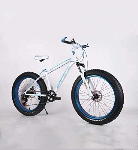 Fat Tyre Bike : Upgraded Version Fat Tire Mens Mountain Bike, Double Disc Brake / High-Carbon Steel Frame Bikes 7 Speed, Beach Snowmobile Bicycle 24-26 inch Wheels