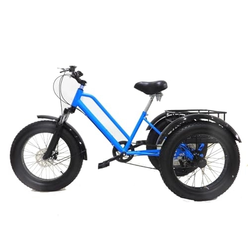 Fat Tyre Bike : UPIKIT Adult Fat Tyre Tricycle 24 Inch 7-Speed Adjustable Tricycle 3 Wheel Bicycle Elderly Snow Tricycle With Shopping Basket Daily Riding Carrying Goods, 24 inch, Blue