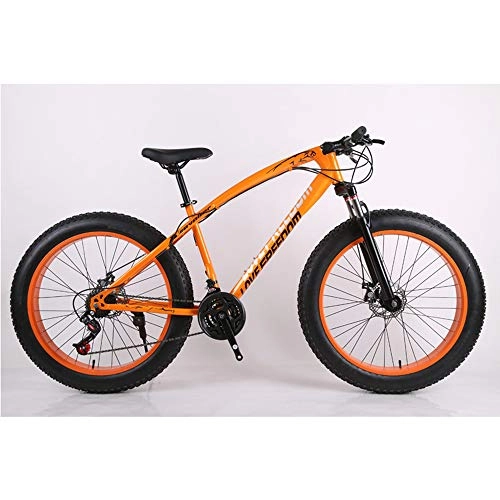 Fat Tyre Bike : VANYA Adult Mountain Bike 26 Inch 21 Speed Double Shock Absorption Wide Tire Snowmobile Off-Road Beach Bicycle, Orange