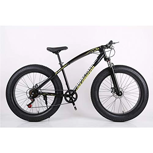 Fat Tyre Bike : VANYA Mountain Bike 26 Inch 7 Speed Double disc brake 4.0 big Tire Snowmobile Off-Road Beach Adult Bicycle, Black