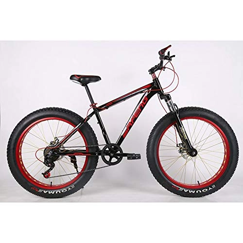 Fat Tyre Bike : VANYA Mountain Bike 26 Inch Speed Off-Road Beach Snowmobile Widened Large Tires 4.0 Aluminum Alloy Bicycle, blackred