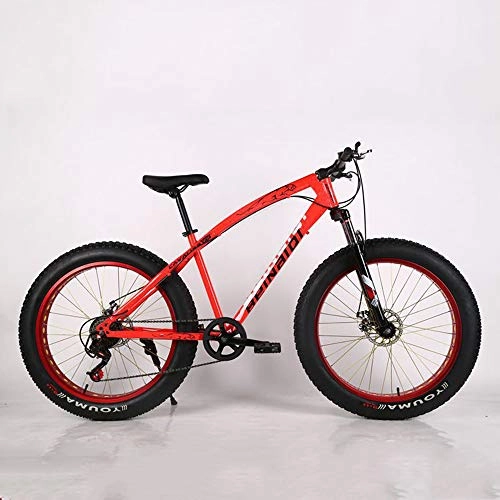 Fat Tyre Bike : VANYA Variable Speed Mountain Bike 26 Inch 27 Speed Shock Absorption Snowmobile 4.0 Widened Big Tire Off-Road Bicycle, Red