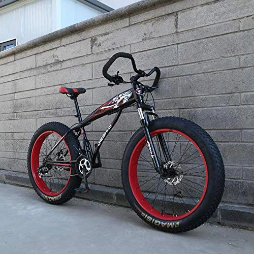 Fat Tyre Bike : W&HH SHOP Fat Tire Mountain Bike for Adult 27 Speed 24inch / 26 inch Wheels Double Disc Brake Suspension Fork Suspension Anti-Slip Bikes, 24inch