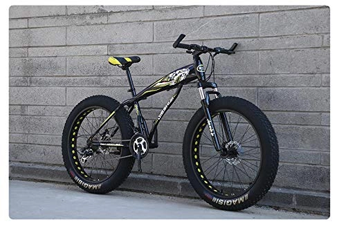 Fat Tyre Bike : W&HH SHOP Kids / Youth / Adult Fat Tire Mountain Bike, 26-Inch Wheels, 21-Speed, Twist Shifters, Steel Frame, Mechanical Disc Brakes, Multiple Colors, Black