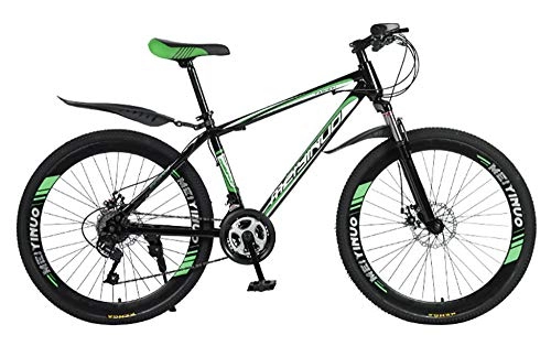 Fat Tyre Bike : WANG-L Mountain Bicycle Boys Girls 26 Inch Shock Absorption Double Disc Brakes Student Adult Men And Women MTB Bike, Green-21speed