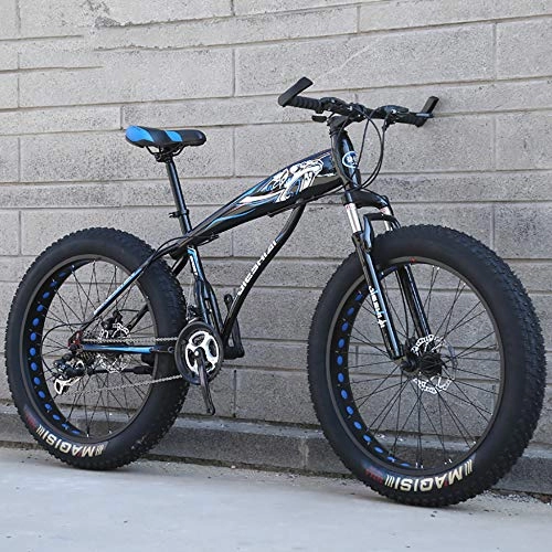 Fat Tyre Bike : WANG-L Mountain Bikes For Men / Women 4.0 Large Tires, Shock Absorption, Cross-country Bikes, Snow Bikes, ATV, Blue-26inch / 27speed