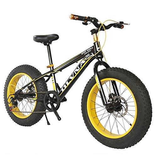 Fat Tyre Bike : WJH Variable Speed Mountain Bike Student Sports Bicycle Shock Absorption Fat Tire Mens Mountain Bike, High-Tensile Steel Frame, 7-Speed20 Inch 26 Inch, F, 20Inch