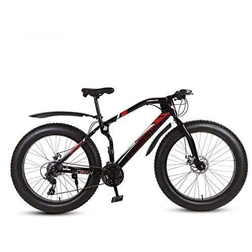Fat Tyre Bike : WJSW 26 Inch Bicycle Mountain Bikes for Adult, Fat Tire Mountain Trail Bike, Dual Disc Brake Hardtail Mountain Bike, High-Carbon Steel Frame
