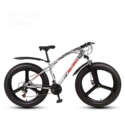 Fat Tyre Bike : WJSW 26 Inch Fat Tire Mountain Bike Bicycle for Adults, Hardtail MTB Bike, High Carbon Steel Frame Suspension Fork, Double Disc Brake