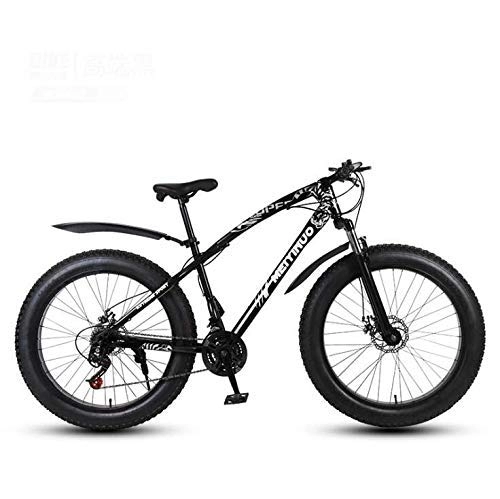 Fat Tyre Bike : WJSW Fat Tire Mountain Bike 26 Inch Bicycle for Adults, High Carbon Steel Frame MTB Bike with Adjustable Seat, Suspension Fork, PVC Pedals And Double Disc Brake